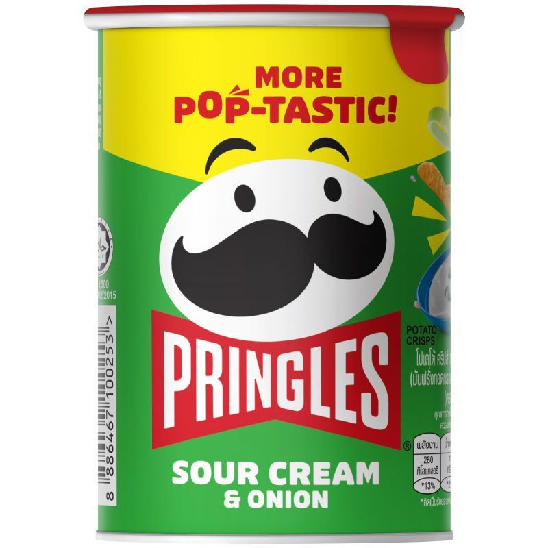 พริงเกิลส์มันฝรั่งทอดกรอบรสซาวครีมและหัวหอม 42ก Pringles Potato Chips Sour Cream and Onion Flavor 42g [8886467100253 ]