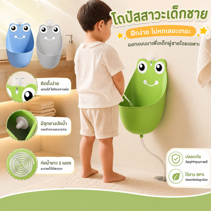โถฉี่เด็ก โถฉี่เด็กชาย โถฉี่ปัสสาวะเด็ก แขวนผนัง ปรับความสูงได้ แจกเบ็ดและท่อระบายน้ำ สำหรับเด็กผู้ชาย