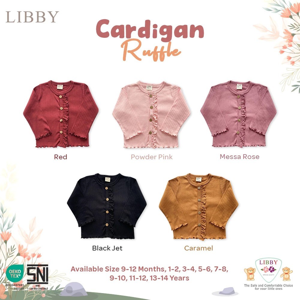 Libby Girls Ruffle Cardigan / เสื้อสเวตเตอร์ถักสําหรับเด็กผู้หญิง