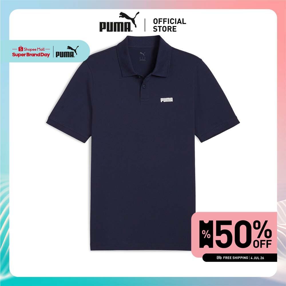 PUMA BASICS - Essentials Small Logo Pique Polo Men สีฟ้า - 68676206