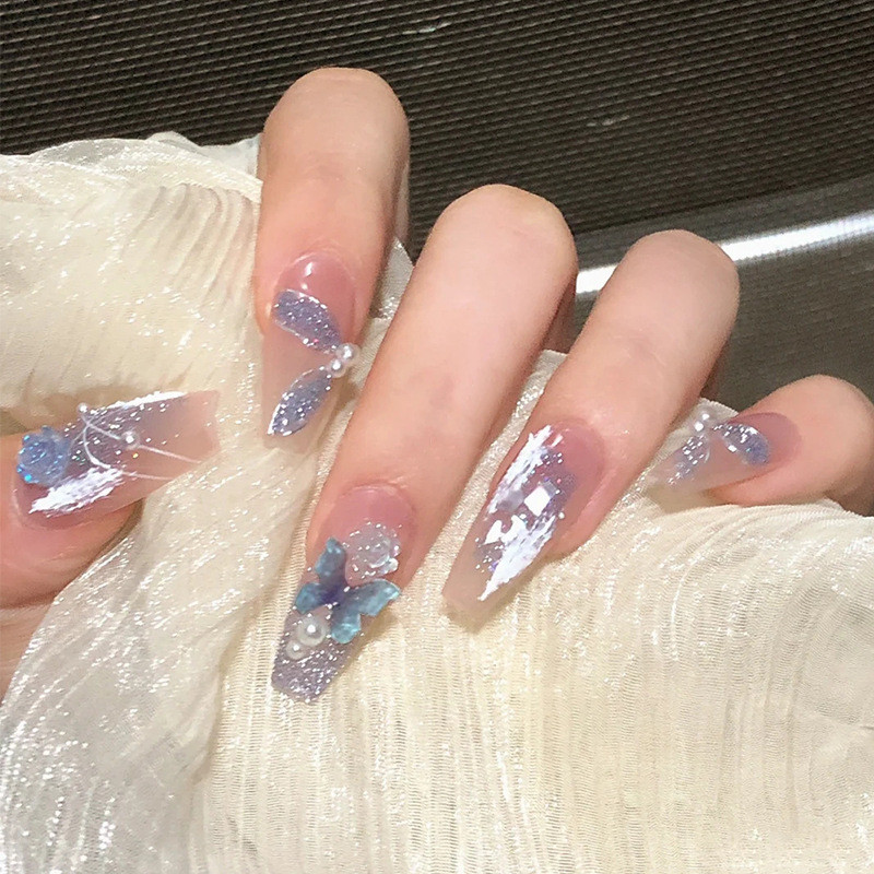 Zixia Fairy สวมริบบิ้นเล็บผีเสื้อเล็บกระพริบเล็บแพทช์ Camellia แพทช์ปลอม