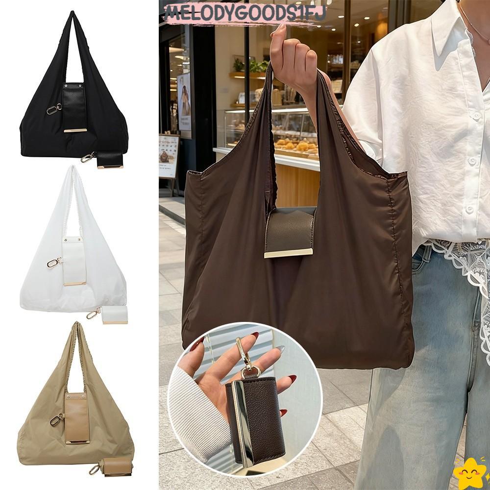 MELODYGOODS1FJกระเป๋าพวงกุญแจ,มินิพร้อมถุงช้อปปิ้งพวงกุญแจ,แบบพกพาขยายพับนํามาใช้ใหม่กระเป๋าถือสําหรับการเดินทาง