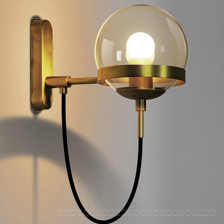 Nordic Glass Sphere Wall Lamp Vintage Restaurant Simple Hotel Bedside Lamp Industrial Style Modern C
