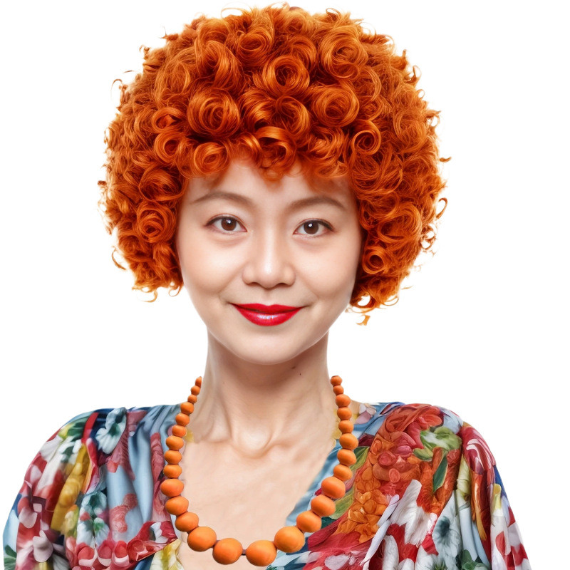 คอสเพลย์วิกผมฮาโลวีน Mrs Robert Mrs Roper สุภาพสตรีวิกผมสั้นม้วนขนาดเล็กเต็มหมวก