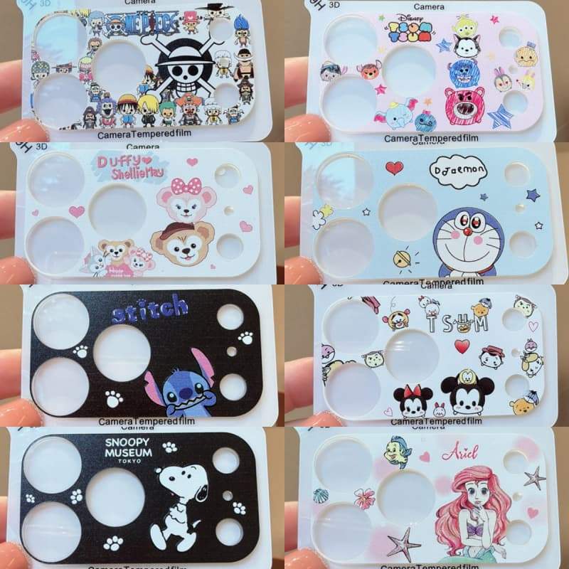 สําหรับiPhone 17 16 15 14 13 Pro max mini Plusตัวป้องกันเลนส์Ultra Thinกลับเลนส์กล้องFull Protectorกล้องClear Protectorการ์ตูนHollowed-Outสติกเกอร์เลนส์