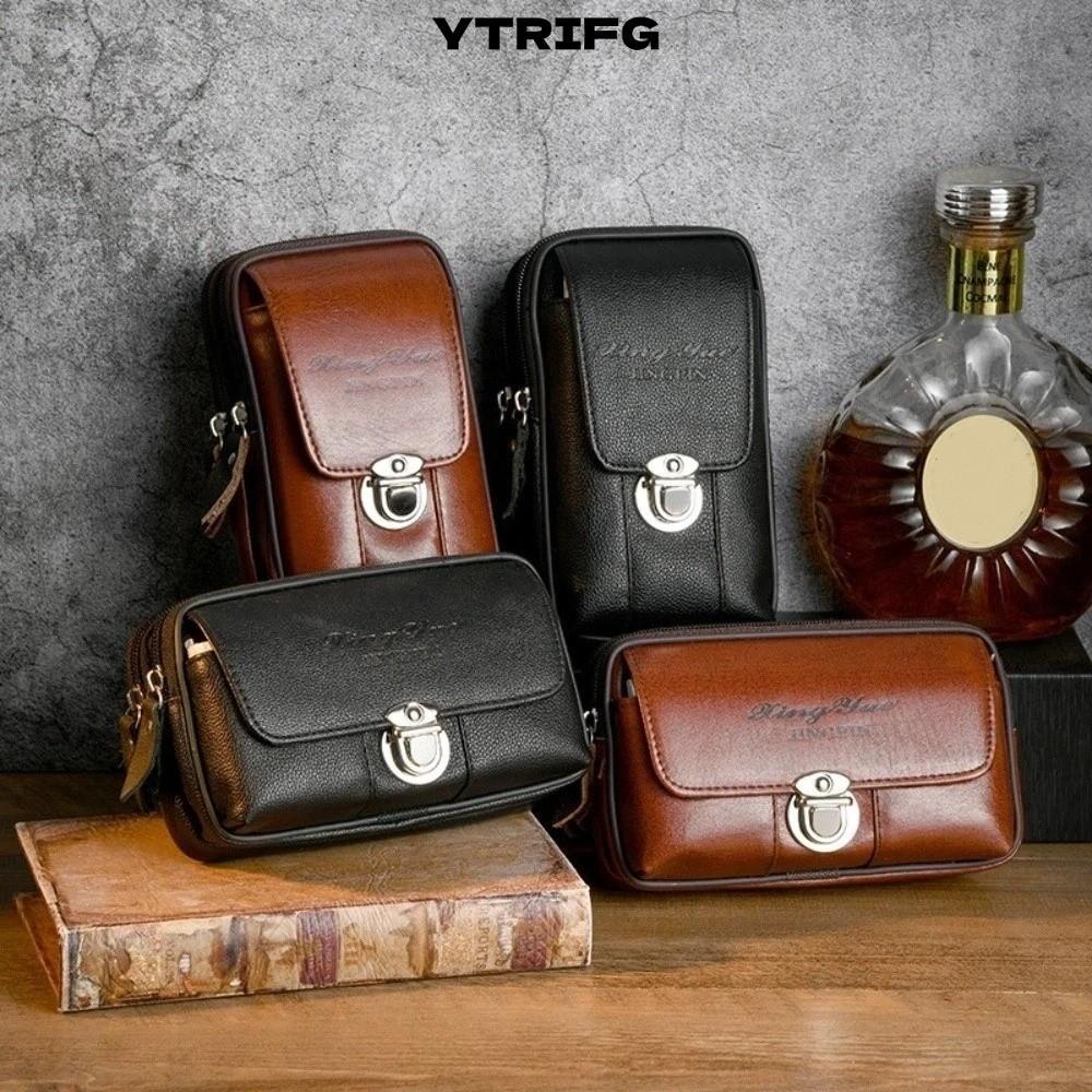 YTRIFG กระเป๋าโทรศัพท์ผู้ชาย, กระเป๋าคาดเอวทนต่อการสึกหรอมัลติฟังก์ชั่น, หนัง PU แบบพกพากระเป๋าเก็บความจุขนาดใหญ่ผู้ชาย