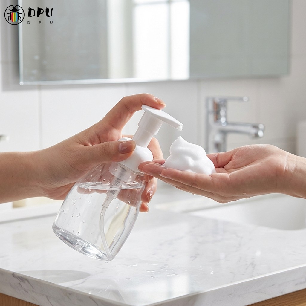 ขวดปั๊มโฟมพลาสติก สัตว์เลี้ยง 250 มล. เครื่องจ่ายสบู่มือโปร่งใสสําหรับใช้ในโฮมออฟฟิศ