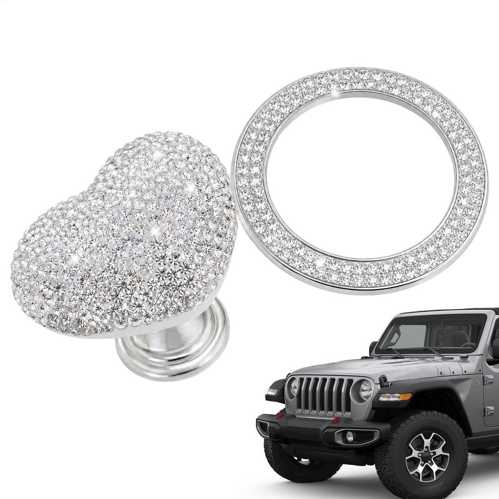 Push Start ฝาครอบปุ่ม Rhinestone อุปกรณ์ตกแต่งภายในรถยนต์ Push To Start ฝาครอบปุ่มสําหรับยานยนต์ shu