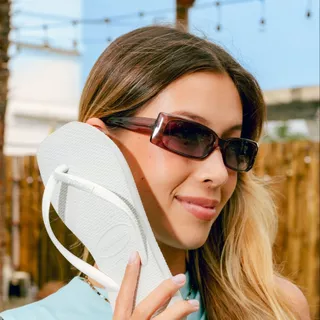 HAVAIANAS รองเท้าแตะ กันน้ำ กันลื่น เบา สบาย Slim Square Flip Flop WHITE 41483010001F_C2WTXX