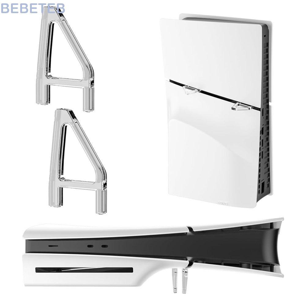 BEBETEB PS5 Slim Stand, ขาตั้งแนวนอนกันลื่นรูปสามเหลี่ยม, อุปกรณ์เสริมสําหรับเล่นเกมคอนโซลโปร่งใสสาก