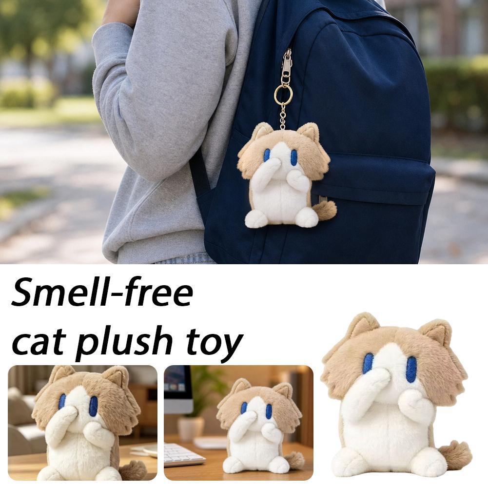Salary Cat ของเล่นตุ๊กตามือกว่าปากแมวน่ารักกระเป๋า Charm Key พวงกุญแจแหวนรถ P4X0