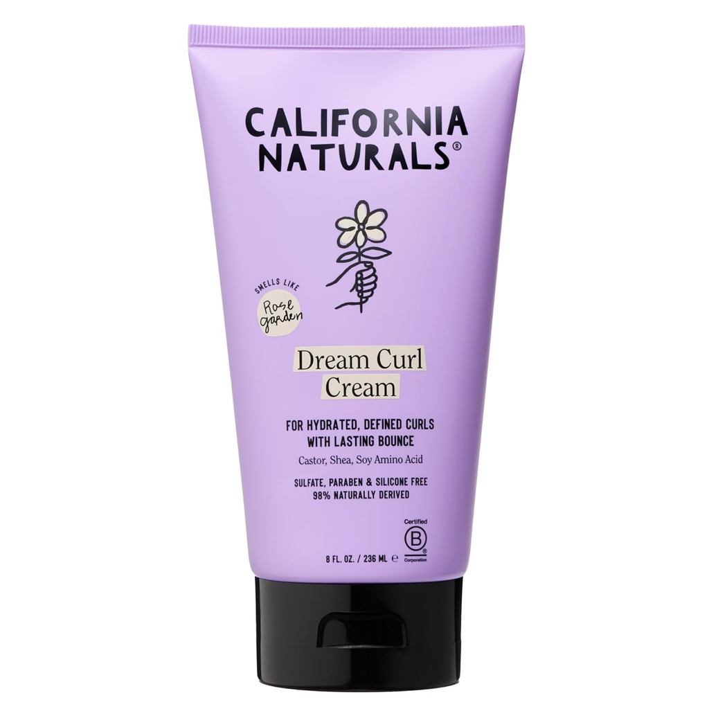 California Naturals Dream Curl Dinning Cream for Wavy Curly Coily Hair, Anti Frizz Curl Cream with S