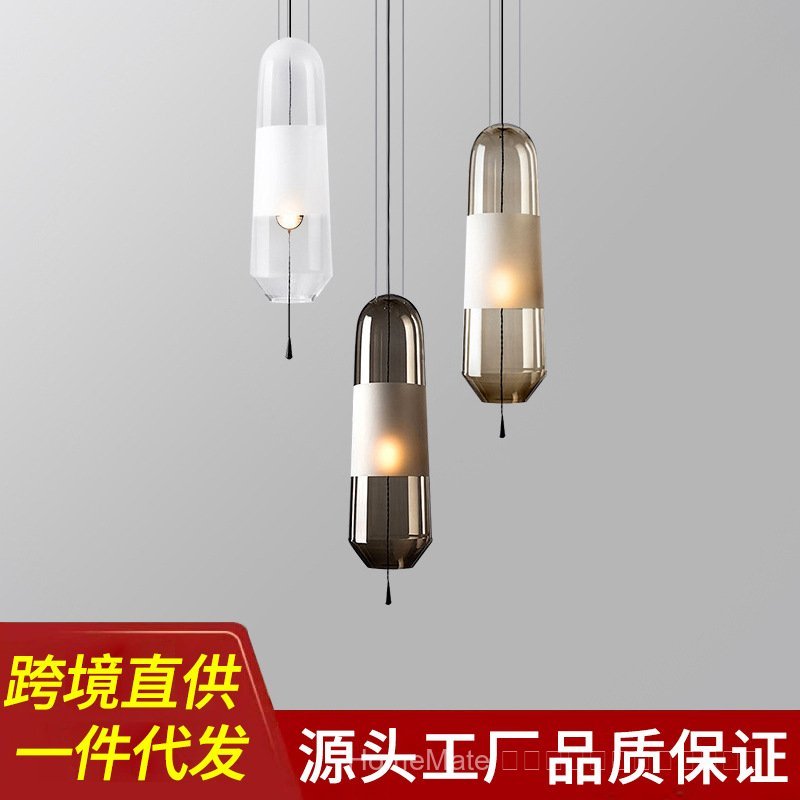 Simple modern bedroom glass chandelier, stylish and unique designer model room, homestay living room