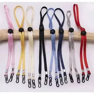 MF-สายคล้องแมสปุ่มใส ปุ่มดำ สายแบน 3แบบสุ่มสีพร้อมส่ง