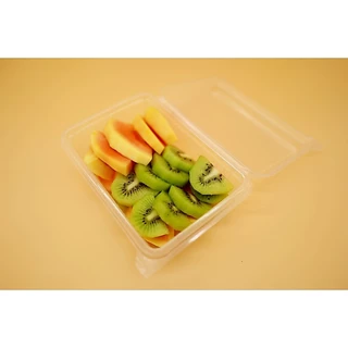กล่องข้าวพลาสติก กล่องข้าวฝาในตัว กล่องข้าว 1 ช่องฝาใส ตัวใส มีฝา 19.2x14x6.75cm 750ml