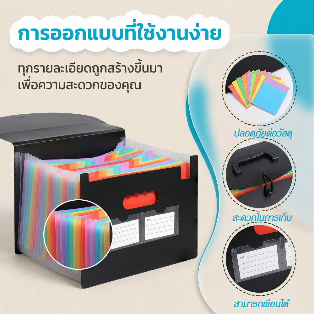 เอกสารกล่องขนาดA4จัดเก็บสะดวก 25โฟลเดอร์ขยายได้