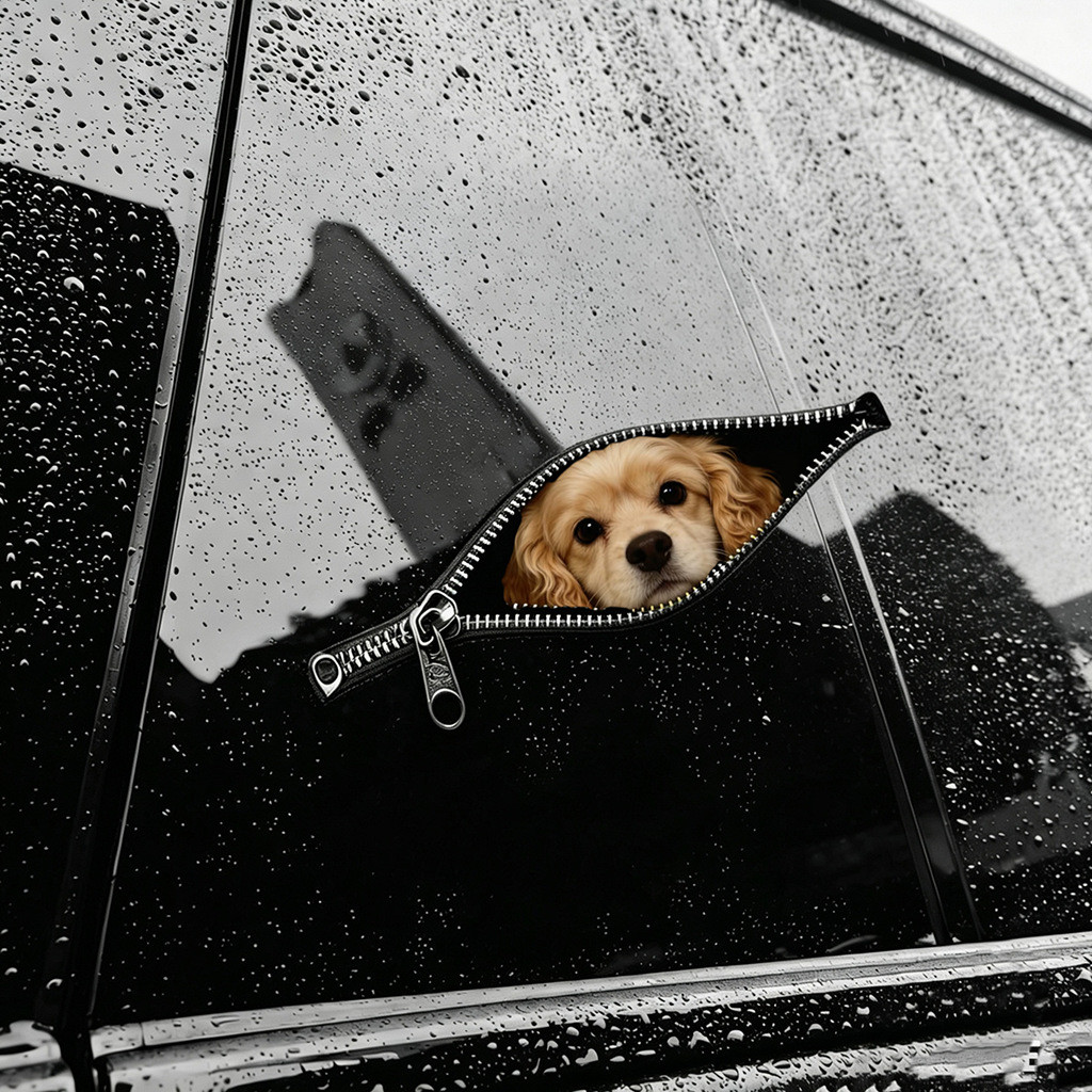 拉链 狗牵引绳雪纳瑞金毛边犬可爱创意 宠物车装饰贴Zipper Dog Bixnary Bear Golden Retriever Shepherd Chai Dog songshan.my Bord