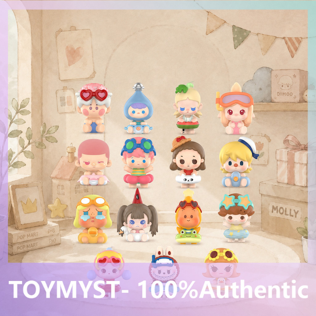 P POPMART Island Vacation Series Cute Particles Mystery Box Gift ของแท้เล่นอินเทรนด์