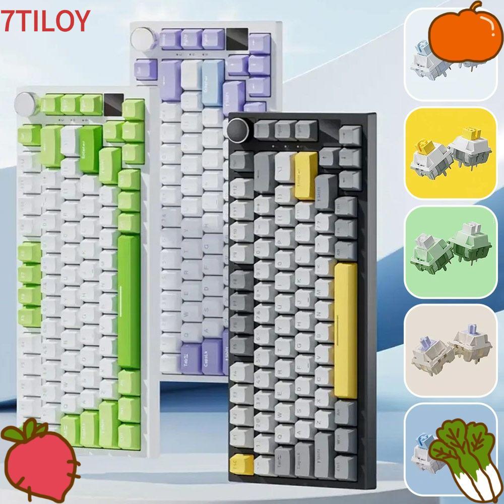 7TILOYSHOP Gaming Keyboard, Silent AK820 Mechanical Keyboard, Mechanical Keys With Knob 82-Key Wired