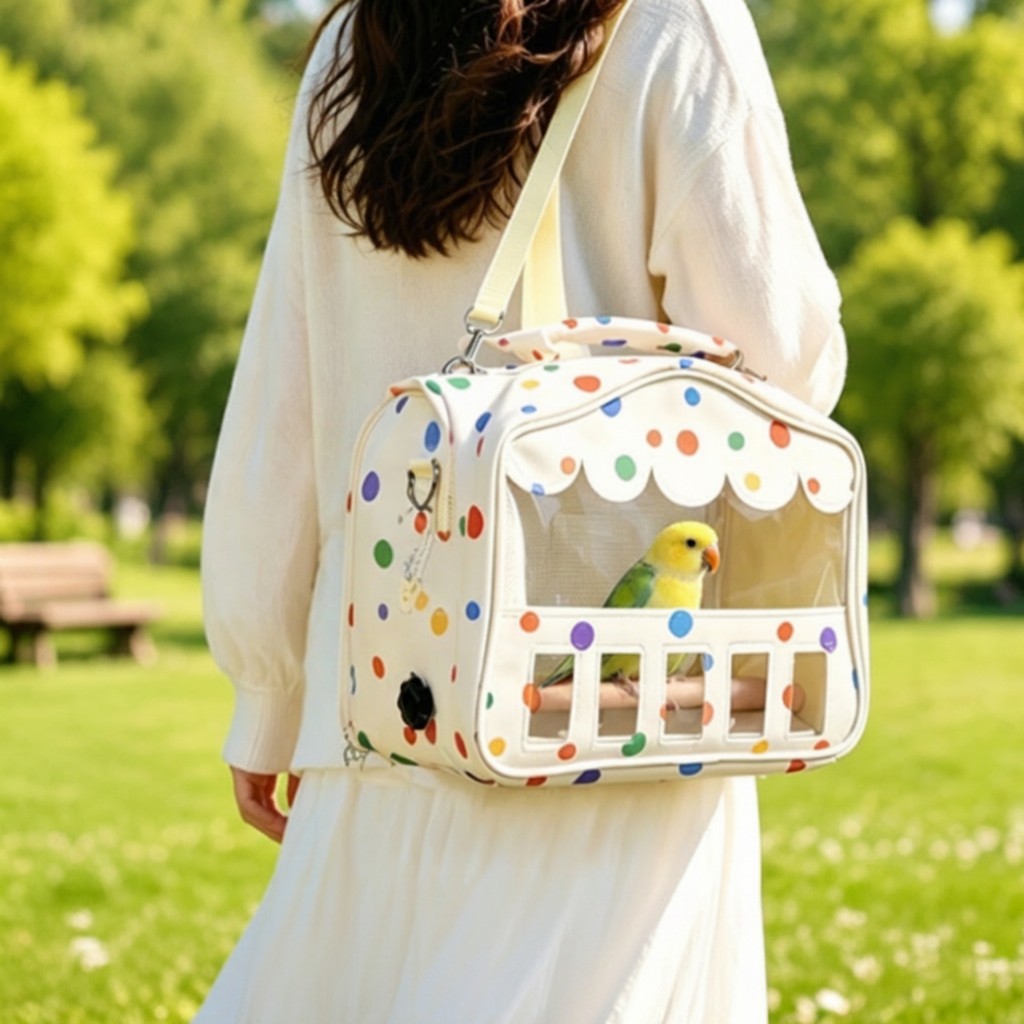 กระเป๋าใส่นกพร้อมคอน โปร่งใส BIRD Travel Carrier ปรับได้ทนทานสําหรับเจ้าของนกแก้ว, Vet เยี่ยมชม, เดินกลางแจ้ง