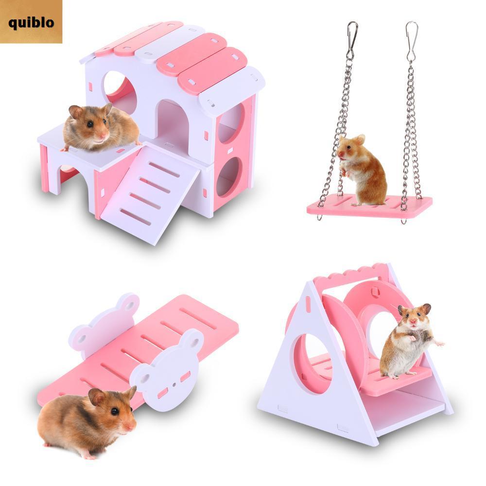 QUIBLO Hamster House Hamster Seesaw ของเล่นออกกําลังกายสามเหลี่ยม Swing ไม้