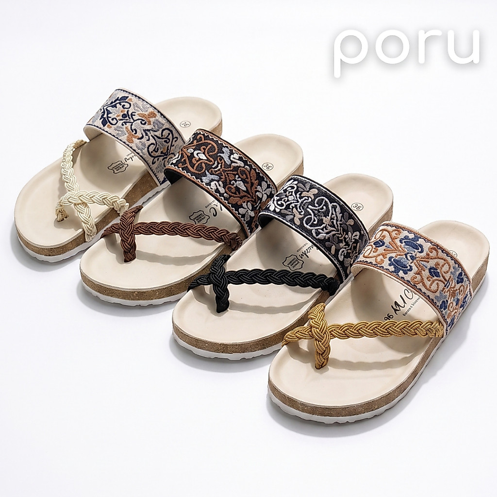 PORU รองเท้าสไตล์ผ้าไทยไขว้โป้ง งานแฮนด์เมด ของขวัญของฝาก Premium Thai Souvenir Shoes