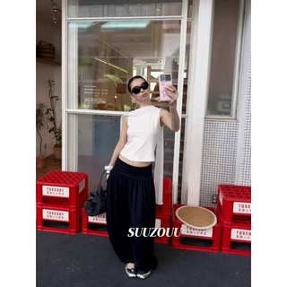 ❤ 🧵 🇰🇷 SU401 กางเกงทรงจินนี่เอวพับ ดีไซน์เกาหลี ทรงสวย เก็บหุ่น ใส่สบายสุดๆ แฟชั่นเกาหลี TAG MM Fish 🧡