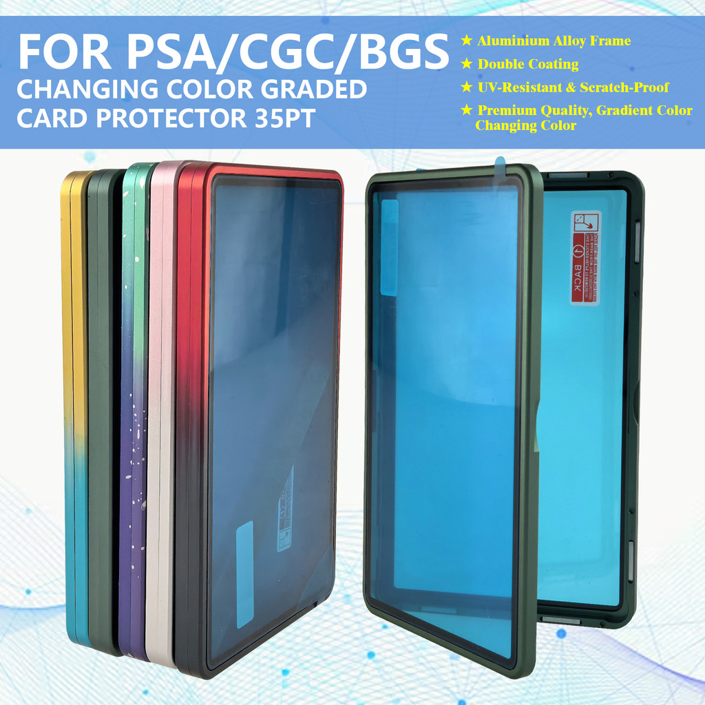 สีไล่ระดับสีอลูมิเนียมอัลลอยด์ Graded การ์ดป้องกันกรณีสําหรับ PSA/BGS, UV & Scratch Resistance Trading Card กันชนผู้ถือจอแสดงผล
