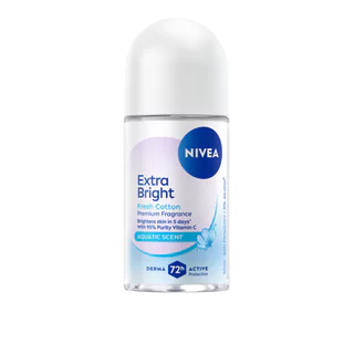 Nivea นีเวีย โรลออน เอ็กซ์ตร้า ไบรท์ พรีเมียม ฟราแกรนซ์ เฟรช คอตตอน 50 มล.