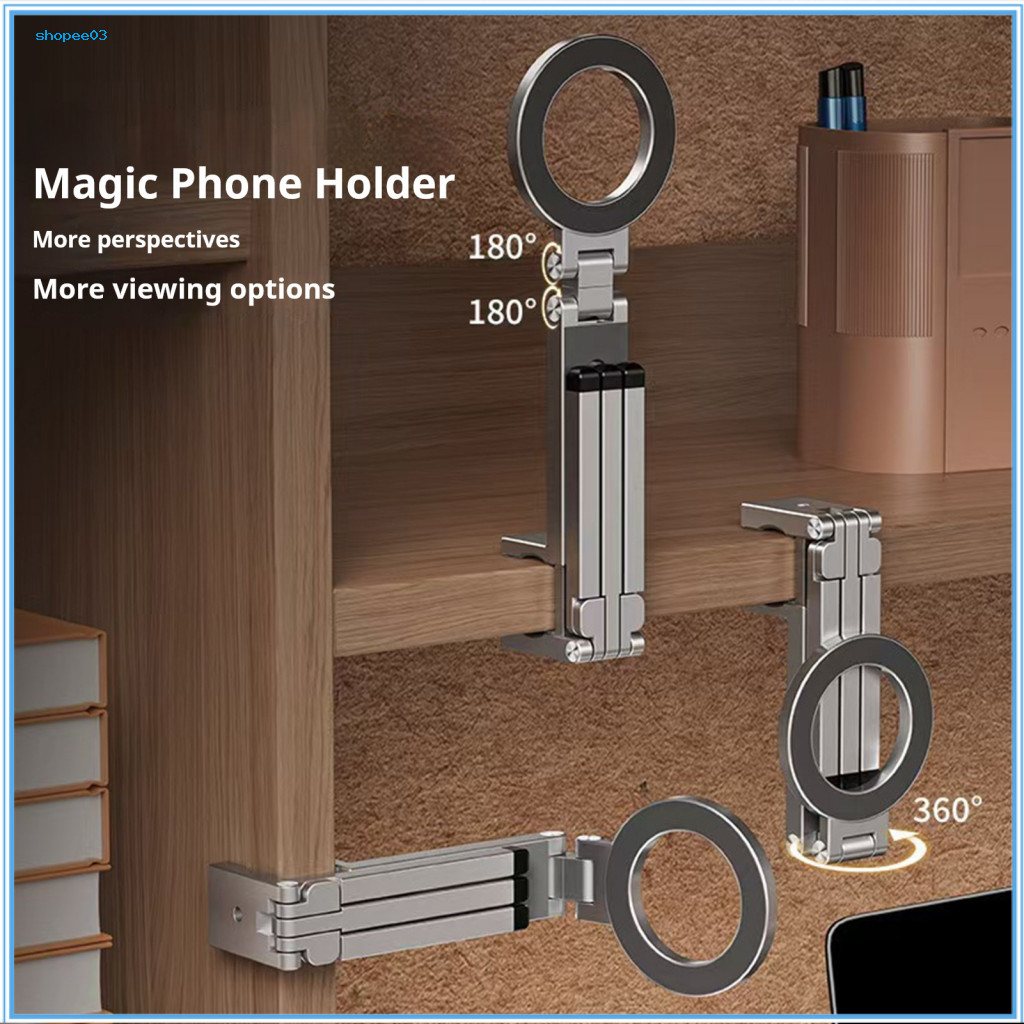 [กี้] ที่วางโทรศัพท์ 360 องศายืดหยุ่นได้ 360 องศา° ขาตั้งขาตั้งกล้องโทรศัพท์แบบแม่เหล็กหมุนได้ – ที่