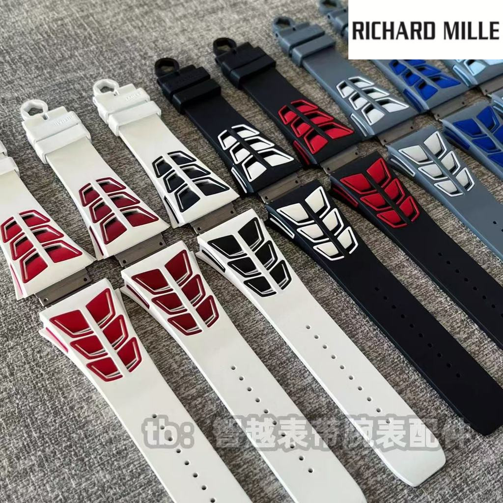 สําหรับ Richard Mille RM35-01 RM35-02 RM055 RM030 RM011 – สายยาง FKM พรีเมี่ยมพร้อมข้อต่อหัวเหล็ก – 