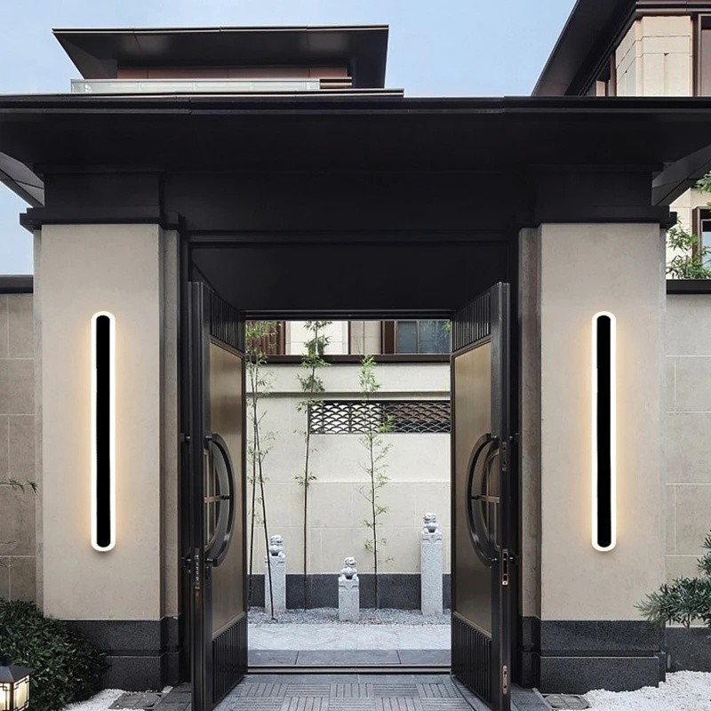 โคมไฟติดผนังกลางแจ้งกันน้ํา LED โคมไฟติดผนังยาว IP54 Courtyard Light Garden Villa Porch Sconce Light
