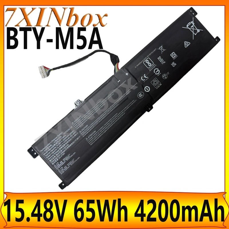 7XINbox 65Wh BTY-M5A 15.48V 4200mAh แบตเตอรี่แล็ปท็อปสําหรับ MSI ดาบ 16 17 HX B14VEKG B14VGKG CREATO