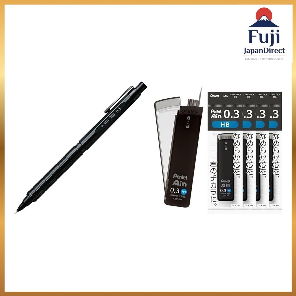 Pentel Mechanical Pencil Orange Nero 0.3mm PP3003-A & Sharp Lead Pentel Ein 0.3mm HB 5 pieces XC283-