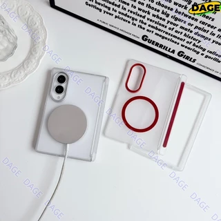เคสแม่เหล็กสําหรับ Samsung Galaxy Z Fold8 Ultra 5 6 7 W24 W26 Clear Matte กันกระแทกคลุมทั้งหมดฝาครอบกันชน