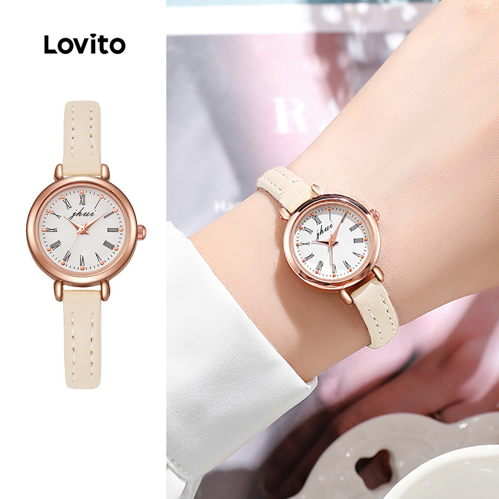 Lovito แคชชวล นาฬิกาข้อมือควอตซ์โลหะพื้นผิวไม่เป็นทางการ LFA108132