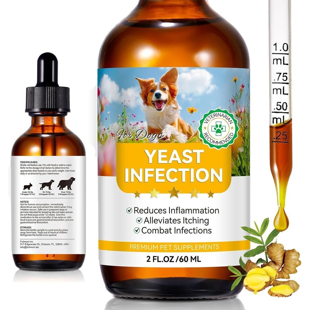 Yeast Infection Treatment for Dogs - Natural Anti Yeast Drops, Ear & Skin Itch Relief, โรคภูมิแพ้, ล