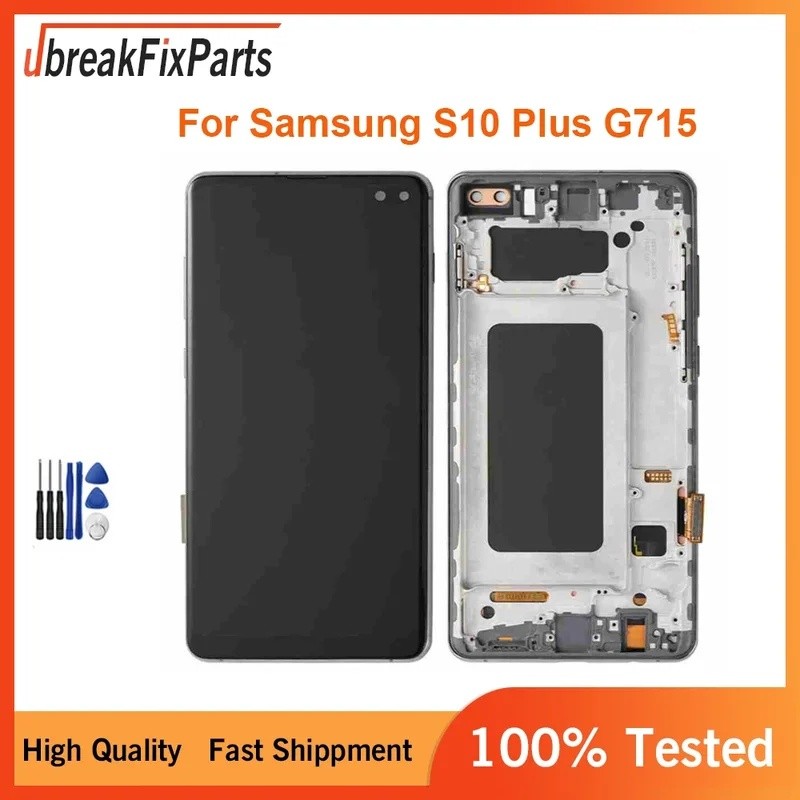 TFT สําหรับ Samsung S10 Plus S10+ G975 G975F SM-G975U SM-G975W จอแสดงผล LCD Touch Screen Digitizer ก