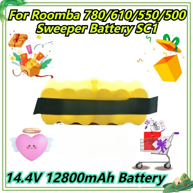 14.4V 12800mAh แบตเตอรี่สําหรับ Roomba 780/610/550/500 Sweeper แบตเตอรี่ SC1