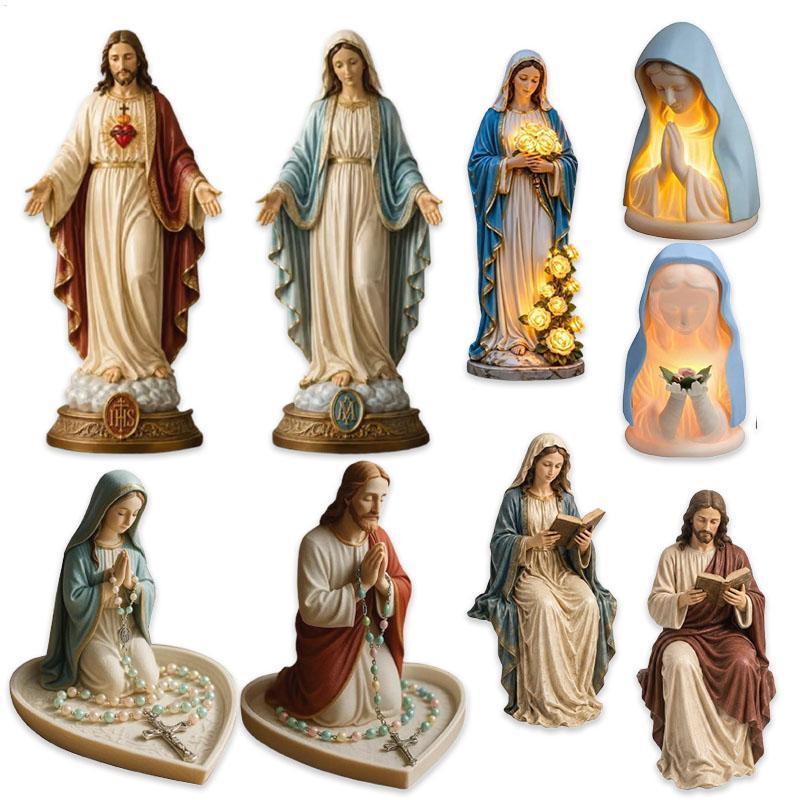 ตุ๊กตาพระเยซู 8 นิ้วเรซิ่นคาทอลิกศักดิ์สิทธิ์ Blessed Virgin Mary รูปปั้นสําหรับห้องนอนห้องนั่งเล่น Office Garden Yard yontnth
