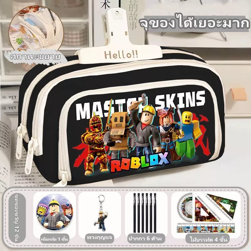 ใหม่ Roblox Robles กล่องดินสอนักเรียนความจุขนาดใหญ่เหมาะสำหรับเด็กชายและเด็กหญิงเก็บกล่องเครื่องเขียน