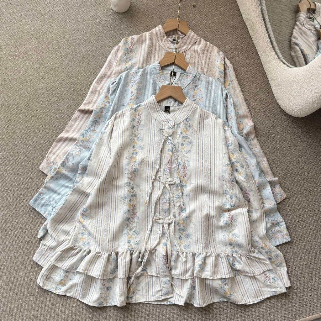 KEMEJA AIRY Flowers Blouse - 1 Umpak Coquette Shirt Elegant Womens Top Blouse