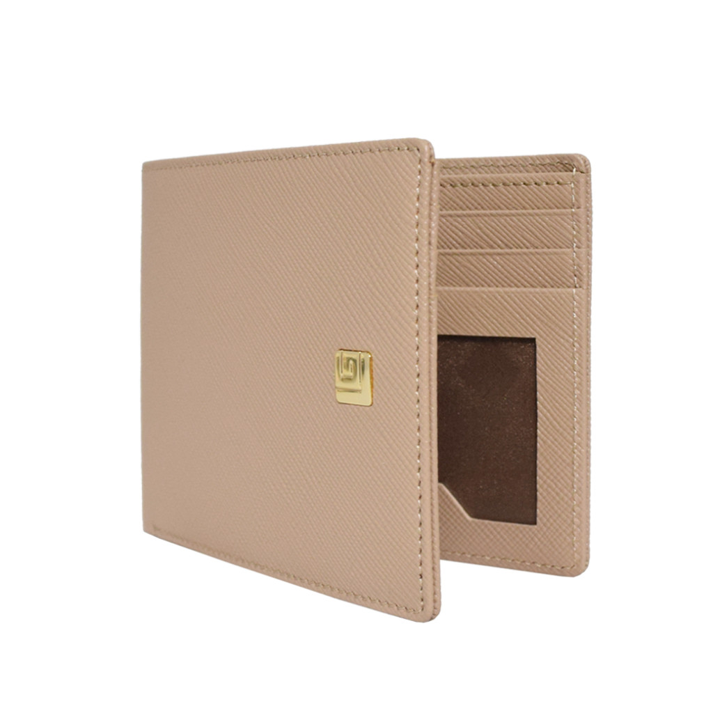 Guy Laroche กระเป๋าสตางค์หนัง พับสั้น 6 CARD สีเบจ รุ่น AGP08646W6BES