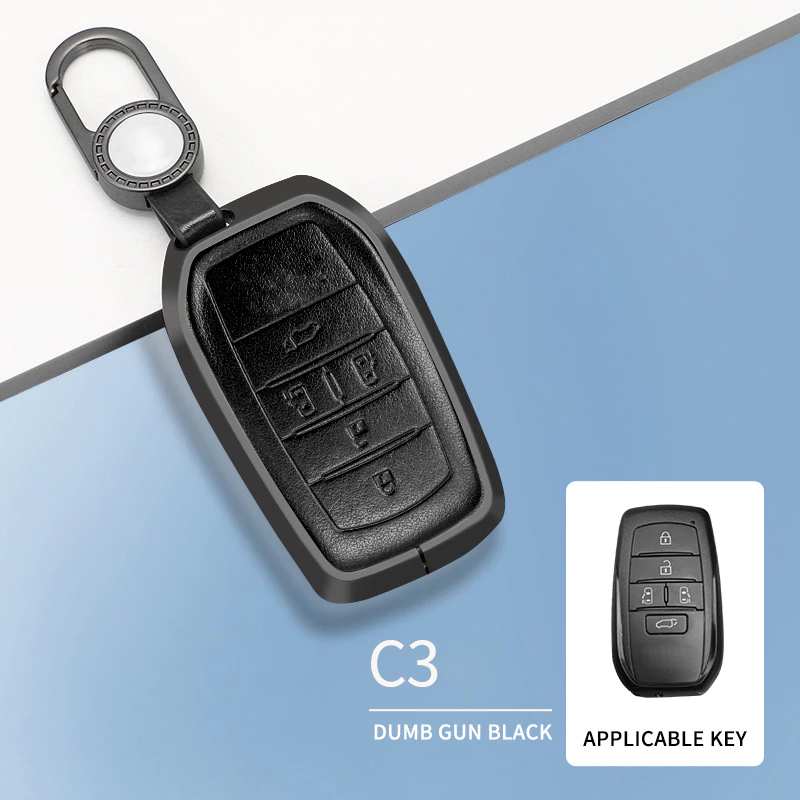 Premium-New Product Aluminium Alloy Leather Car Key Cover for Toyota Leather Car Key Case thumbnail 4