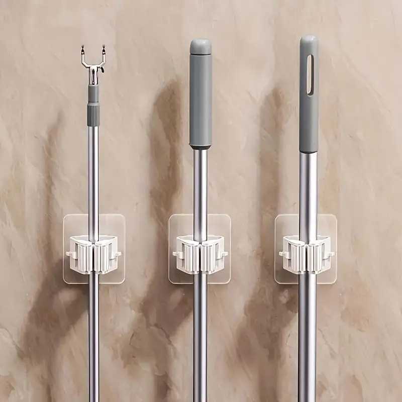GANTUNGAN Original TaffHOME Mop Broom Holder Clamp Waterproof Mop Broom Hanger 2 PCS Premium