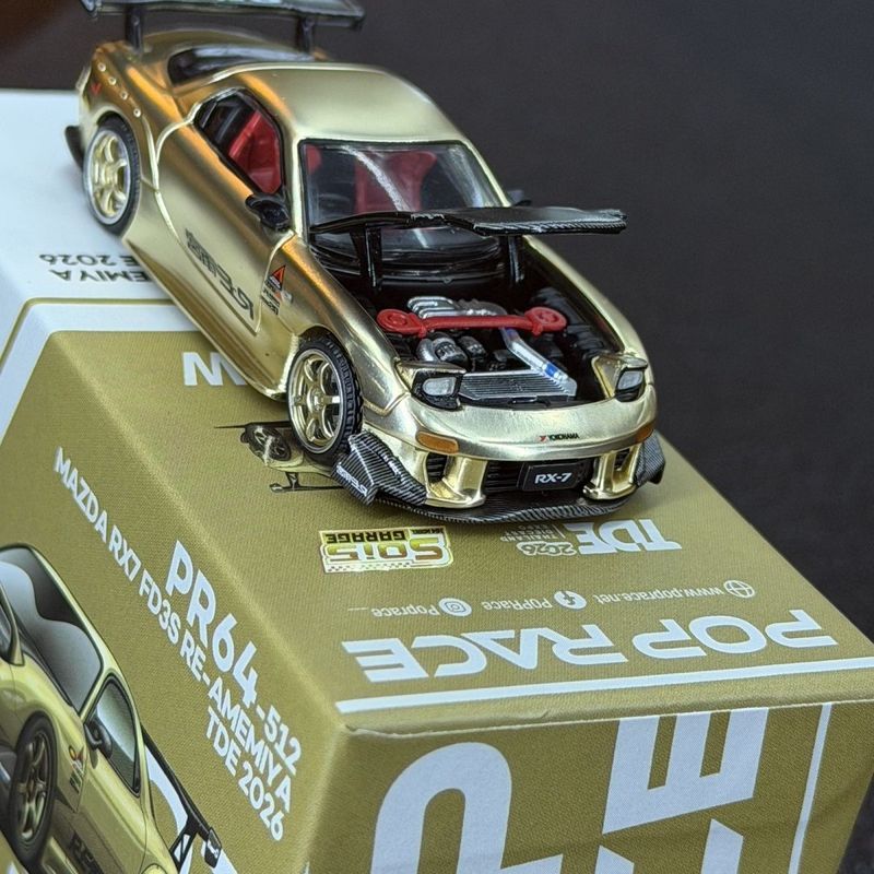 TDE2026 Limited PopRace Mazda RX7FD3S Amemiya โมเดลรถโลหะผสม