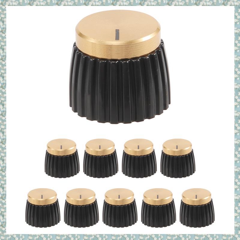 [h5bl3j6wj.ph] 10x Guitar AMP Amplifier Knob Push-on Black + Gold Cap สําหรับเครื่องขยายเสียง