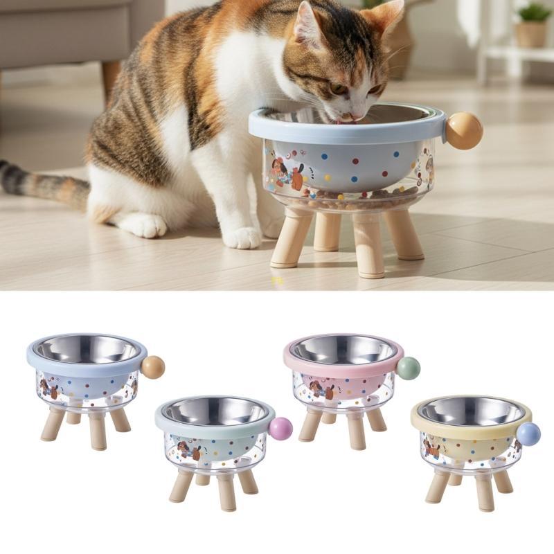 Yu Pet Feeding Station พร้อมชามใส่จานสําหรับขาตั้งให้อาหารชามสแตนเลส Better Digestiveon