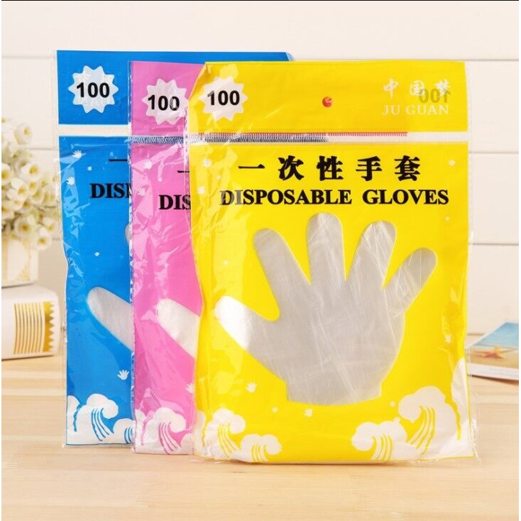 ถุงมือพลาสติก ถุงมืออเนกประสงค์ 1ห่อ 100ชิ้น/แพ็ค ใช้แล้วทิ้ง