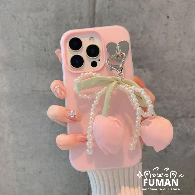 หวาน 3D Pearl Tulip 2 in1 เคสโทรศัพท์สําหรับ Vivo Y18 Y18T Y18i Y18E Y17 Y17S Y16 Y15S Y15A Y15 Y12 